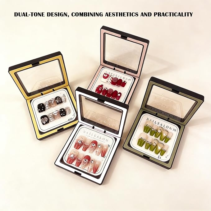 12 PCS Dual-Color Packaging Box 3D Floating Frame Display Stand, Color-Matching Packaging Display Box, Transparent Window Jewelry Case, PE Film Anti-Oxidation Storage Case. (Black+Fruit Green) - Image 5