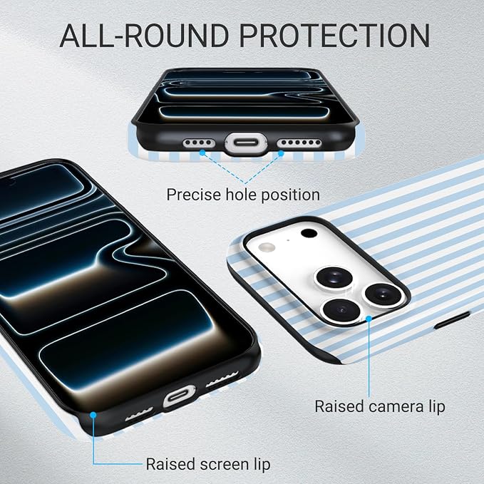 TPU Phone Case for iPhone 17 Pro Max, MagSafe Wireless Charging Compatible, Shockproof Slim Fit Protective Cover with Anti-Yellowing & Raised Camera Protection (blue stripe, iPhone 17 Pro Max(6.9")) - Image 3