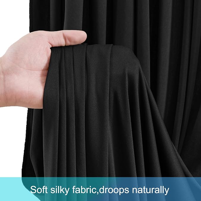 10 Panels Black Backdrop Curtains for Wedding Party Wrinkle Free Backdrops Curtain Drapes Fabric Decorations Photo Back Drop Cloth for Baby Shower Photography Stage Reception 50ft(W) x 12ft(H) - Image 7