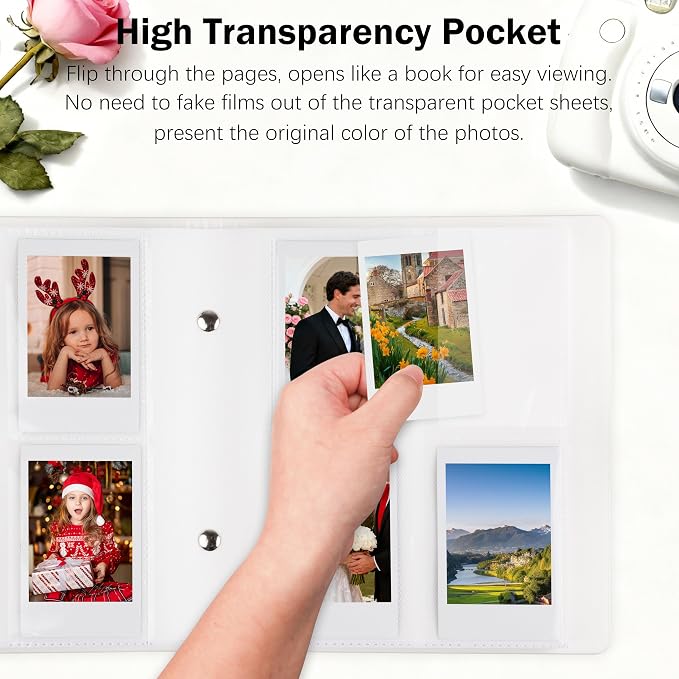 Veicevol 320-Pocket 2x3 Photo Album for Instax Mini and Polaroid, White | PU Leather Cover Keeps, Fits Instax Mini and Polaroid 2x3 Photos, Protects Travel, Wedding and Family Memories - Image 5
