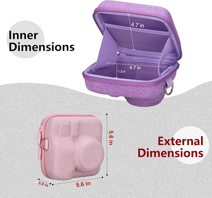 LTGEM Hard Case Compatible with Fujifilm Instax Mini 13, Purple | Fits Fujifilm Instax Mini 13/12/11/10/9, Hard Carrying Travel Camera Bag with Shoulder Strap - Image 2