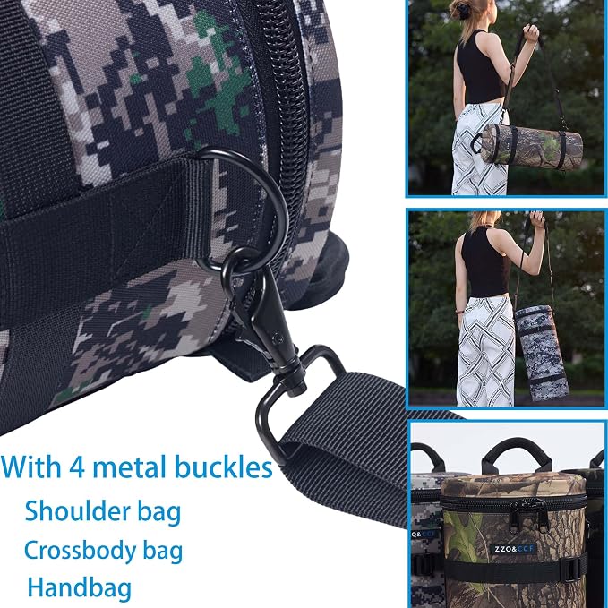 ZZQ&CCF Camera Lens Pouch Case for Sony FE 400-800mm f/6.3-8 G OSS Super-Telephoto Zoom Lens, Water Resistant Lens Travel Protective Bag with Shoulder Strap, Shockproof Interior # Black Camo - Image 5