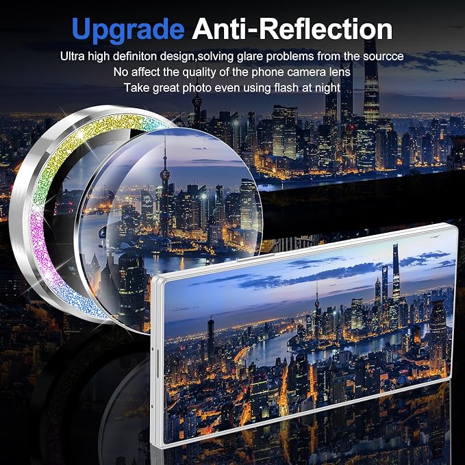 for Samsung Galaxy Z Fold 7 Camera Lens Protector, Individual Metal Ring Tempered Glass Lens Cover, [Strong Adsorption] Scratch Resistant Ultra-Thin HD Clear Lens Cover, 1 Set-Colorful Sparkly - Image 4