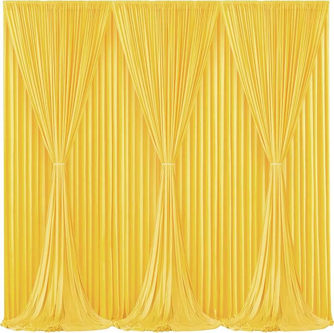 Yellow Backdrop Curtains-Wrinkle-Free Polyester Photography Drapes Party Curtain Background for Baby Shower Wedding Decorations- 24 X10FT (Yellow) - Image 2