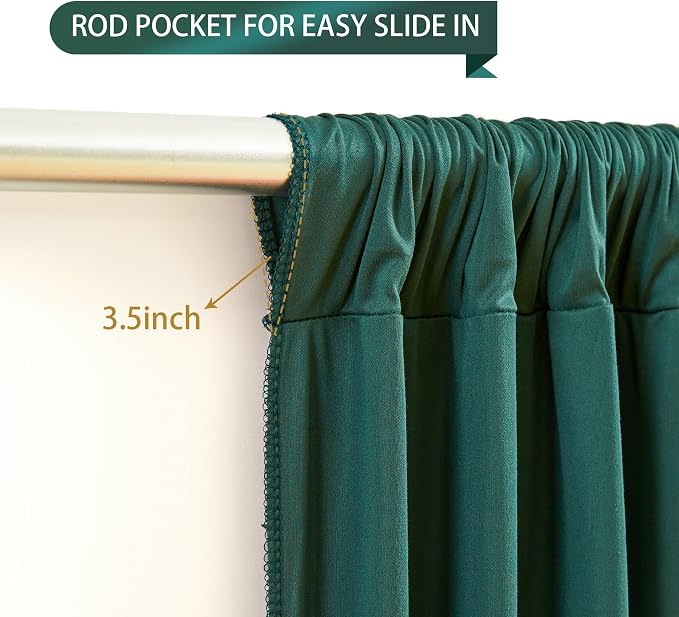Hunter Green Backdrop Curtain-Wrinkle-Free Polyester Fabric Green Photography Curtains for Wedding Party Photo Background Decorations- 40 X10FT - Image 5
