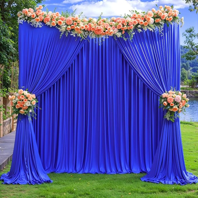 Royal Blue Backdrop Curtains 10 Panels - Wrinkle-Free Polyester Photography Drapes for Baby Shower & Birthday Party - 40 X 10FT - Image 3