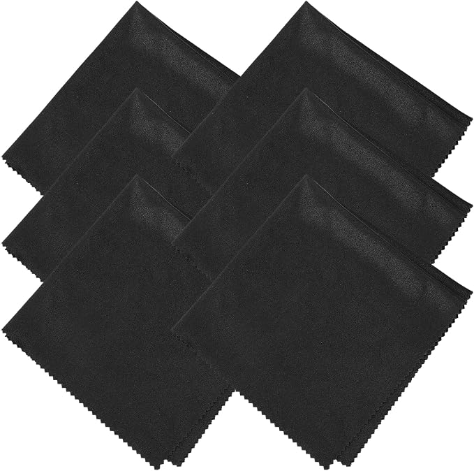 uxcell 6 Pcs Microfiber Cleaning Cloth for Glasses, 8 x 8 Inch Eyeglass Cleaning Cloth, Glasses Cleaner Wipes for Electronics Lenses Screens Cameras Cell Phones, Black by uxcell