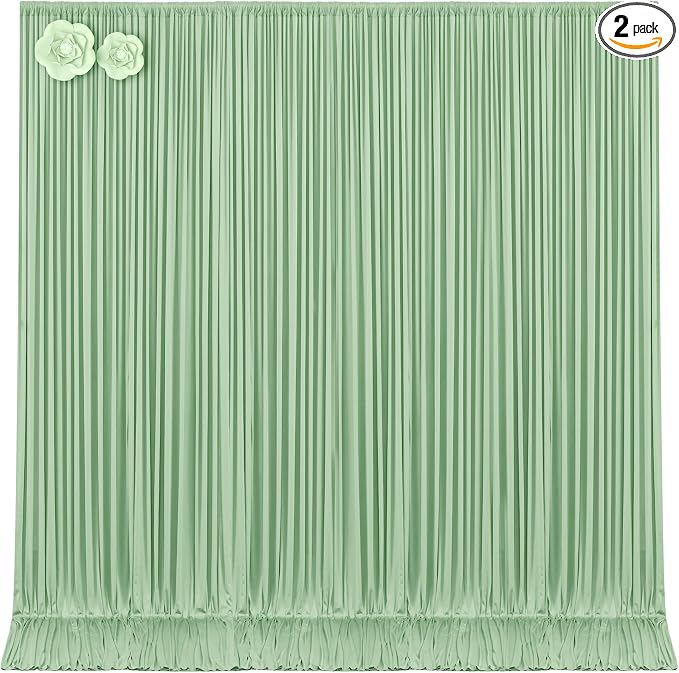 10x12 Sage Green Backdrop Curtains for Wedding Party Wrinkle Free Backdrops Curtain Drapes Fabric Decorations Photo Back Drop Cloth for Baby Shower Photography Stage Reception 5ft x 12ft,2 Panels by Tao-GePartyDecorations