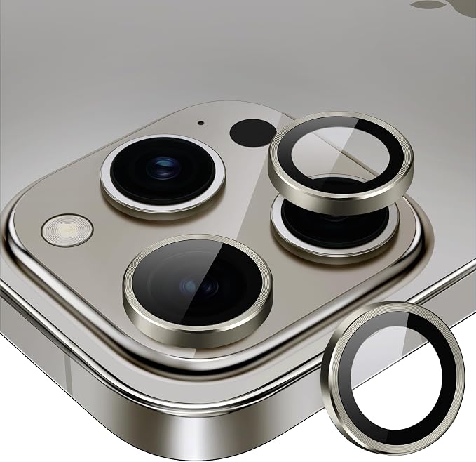 for iPhone 15 Pro/15 Pro Max Camera Lens Protector Cover, Gray | Individual Metal, 9H Hardness, Scratch Resistant, Shockproof, Drop Protection, Case Friendly, Stylish Accessories by Xfilm