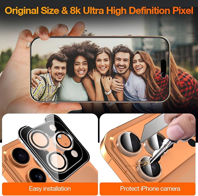 YMHML 3 Pack for iPhone 17 Pro Max Privacy Screen Protector Tempered Glass + 1 Set Camera Lens Protector, 25°Anti Spy, [Top 9H+ Military Grade Shatterproof] [Bubble Free, Auto-Dust Removal] - Image 5