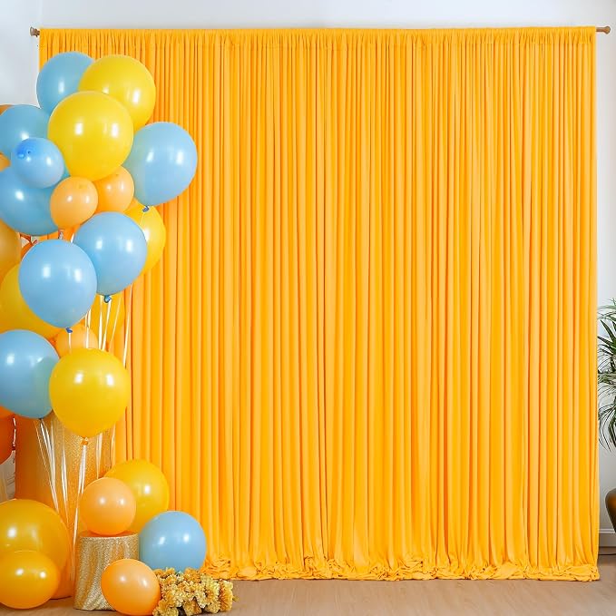 4 Panels Marigold Backdrop Curtain for Parties Wrinkle Free Photo Curtains Backdrop Drapes Fabric Decoration for Wedding Birthday Party Baby Shower 20ft(W) x 10ft(H) - Image 9