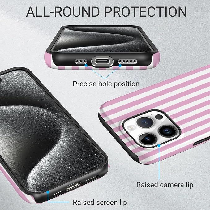 TPU Phone Case for iPhone, MagSafe Wireless Charging Compatible, Shockproof Slim Fit Protective Cover with Anti-Yellowing & Raised Camera Protection (Pink Stripe, iPhone 14 Pro Max) - Image 3