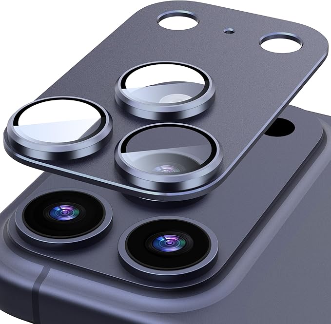 Suoman for iPhone 17 Pro Camera Lens Protector-Dark Blue | [All-in-one Frosted] [Strong-Adhesion] Metal Frame Tempered Glass Camera Lens Cover by Suoman