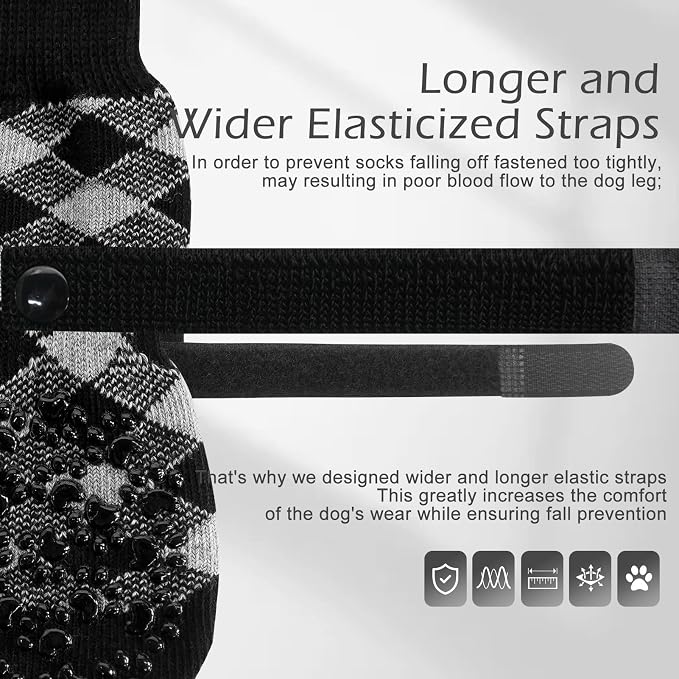 EXPAWLORER Anti Slip Dog Socks to Prevent Licking Paws, Dog Shoes for Hot Pavement, Dog Booties for Small Medium Large Senior Dogs, Traction Control Boots & Paw Protectors for Hardwood Floors - Image 3