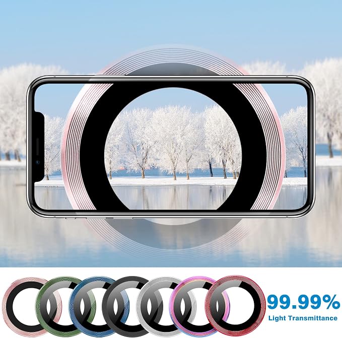 for iPhone 13 Mini/iPhone 13 Camera Lens Protector, Anti-Scratch 9H Tempered Glass Metal Camera Screen Protector Shockproof Cover Film Ring -2 Pcs Red - Image 5