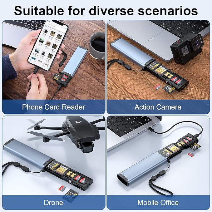 SD Card Holder Case with High-Speed USB 3.1 Type-C SD/TF Card Reader, SD Card Reader for iPhone, Android, Trail Cameras and Drones Plug and Play Micro SD Card Reader Adapter - Image 5