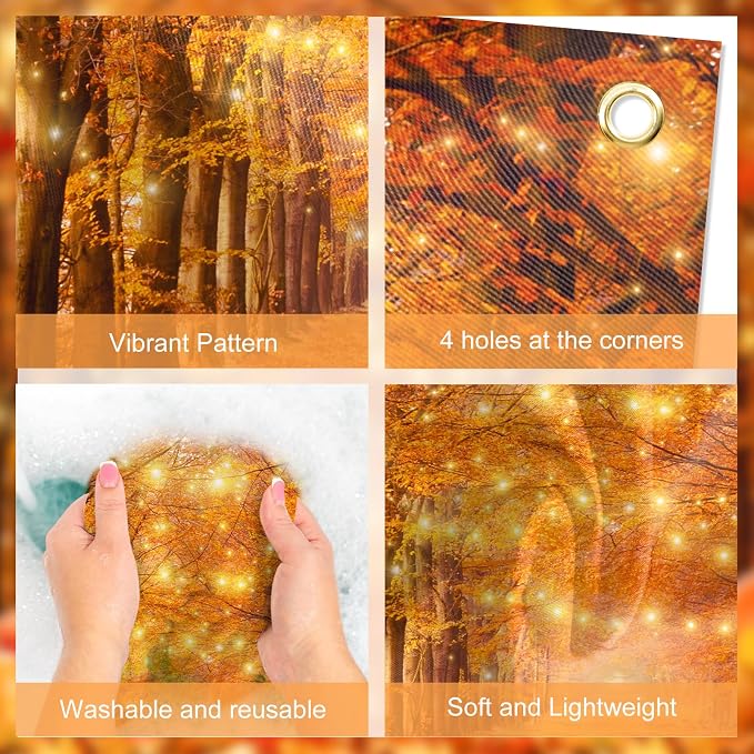 8x6ft Fall Thanksgiving Photography Backdrop | Cotton Fabric, Maple Forest Pumpkin Print, Fall Party Decor, Fall Harvest Friendsgiving Party Photo Booth Background - Image 8