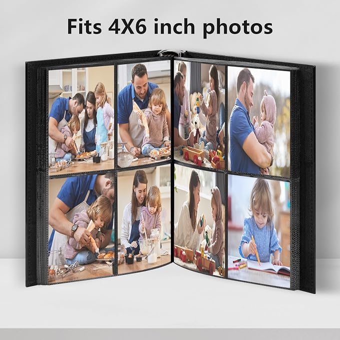 Vienrose 4x6 Photo Album Holds 400 Photos Vegan Leather Beige | Vertical pockets, Brown, Large capacity, Family Wedding Baby Travel, Anniversary - Image 3