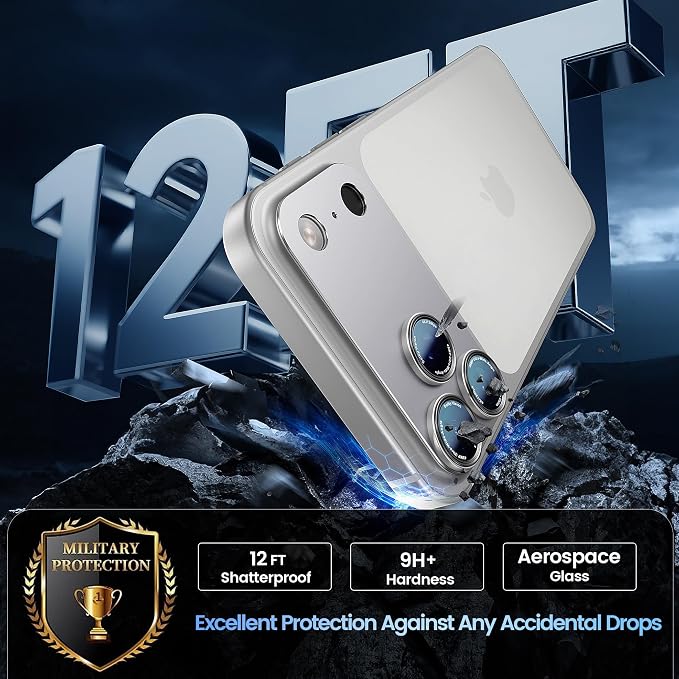 CACOE Metal Camera Lens Protector for iPhone 17 Pro Max | Tempered Glass Cover, Anti-Scratch, Drop-Proof, Strong Adhesion, Camera Screen Cover Accessories, Silver - Image 5