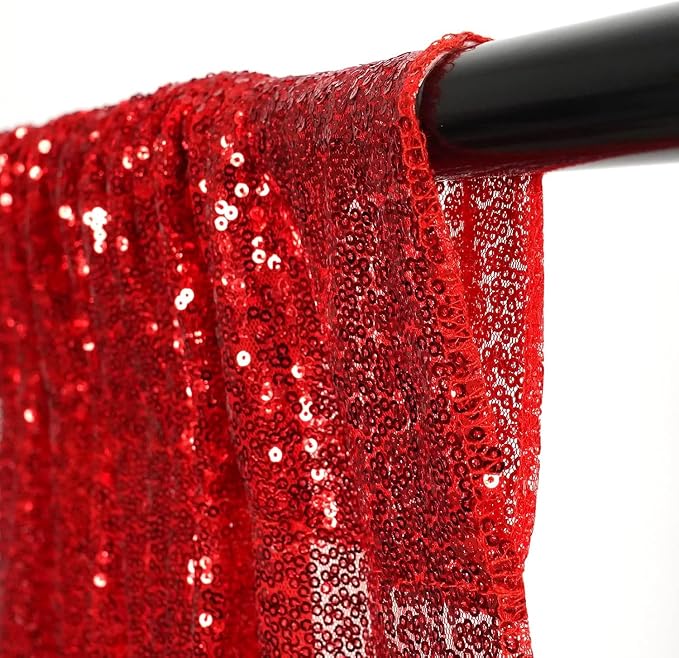 Poise3EHome Red Sequin Backdrop Curtain, 2 Panels 2Ft x 8Ft Glitter Photography Back Drop for Wedding Birthday Christmas Valentines Day Carnival Party Decorations - Image 6