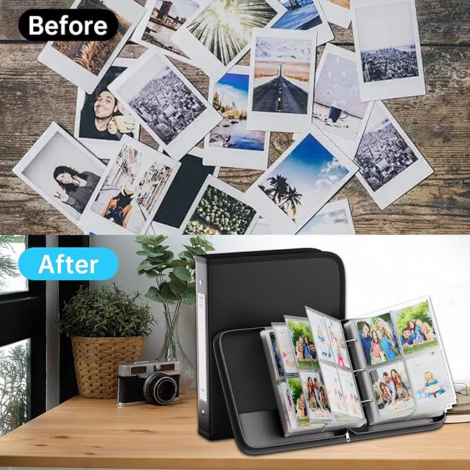 DocSafe Photo Album 4x6 400 Pockets,Fireproof Photo Book with 100 Plastic Sleeves,Large Capacity Binder Protect Family Wedding Anniversary Baby Vacation Pictures,Zipper Closure,2-Inch O-Rings,Black - Image 9