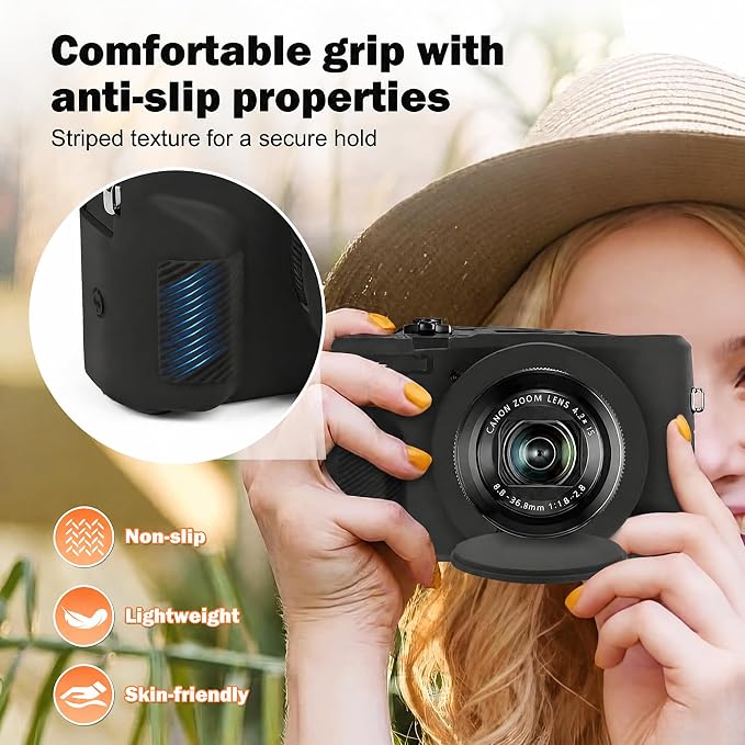 Canon G7X Mark III Case for Canon PowerShot G7 X Mark III Digital | Soft Silicone Case, Removable Lens Cover, 2 Screen Protectors & 1 Wrist Strap, Anti-Scratch, Lightweight Camera Accessories - Image 4