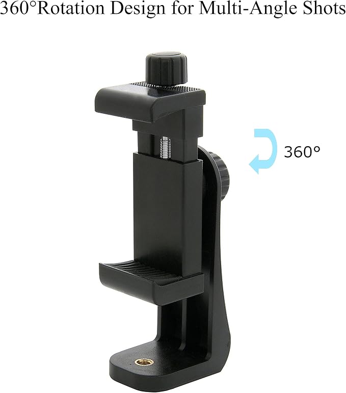Ailun Phone Holder, Tripod Mount Adapter, Rotatable Bracket Adjustable Clip | Vertical and Horizontal Tripod Mount Adapter, Selfie Stick, Camera Stand, Rotatable Bracket with 1/4 inch Screw - Image 4