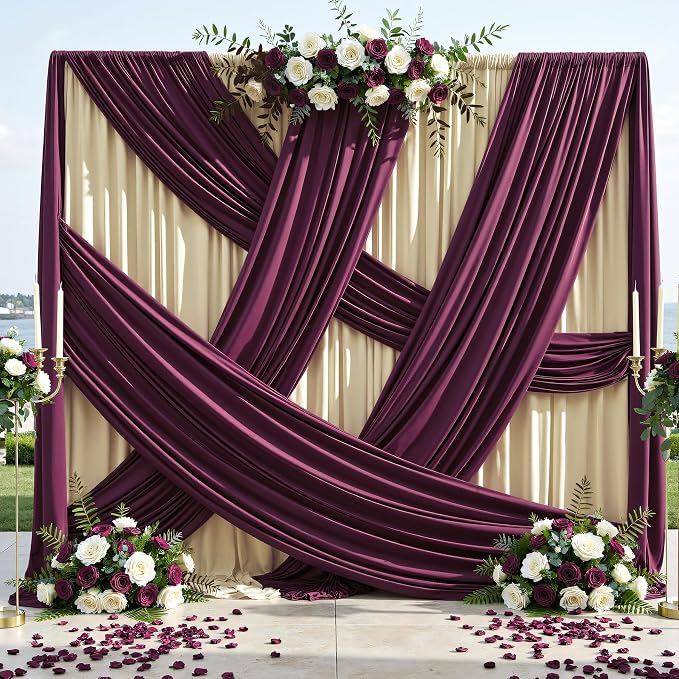 20x12 ft Burgundy Backdrop Curtains for Weddings, Birthdays and Photos | 4 Panels 5x12 ft, Wrinkle-Free Polyester Drapes, Washable, Ironable, 4 in Rod Pocket for Baby Showers Photography Background - Image 9
