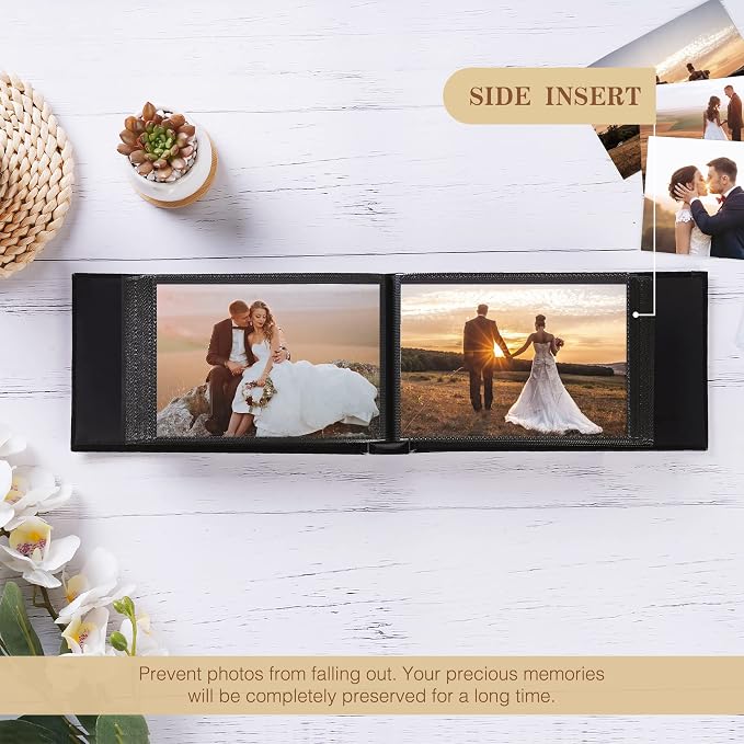 potricher Small Photo Album 4x6 100 Photos, Leather Cover, White | Leather 4x6 Picture Album with 100 Horizontal Pockets, Photo Book for Family, Wedding, Anniversary, and Baby - Image 3
