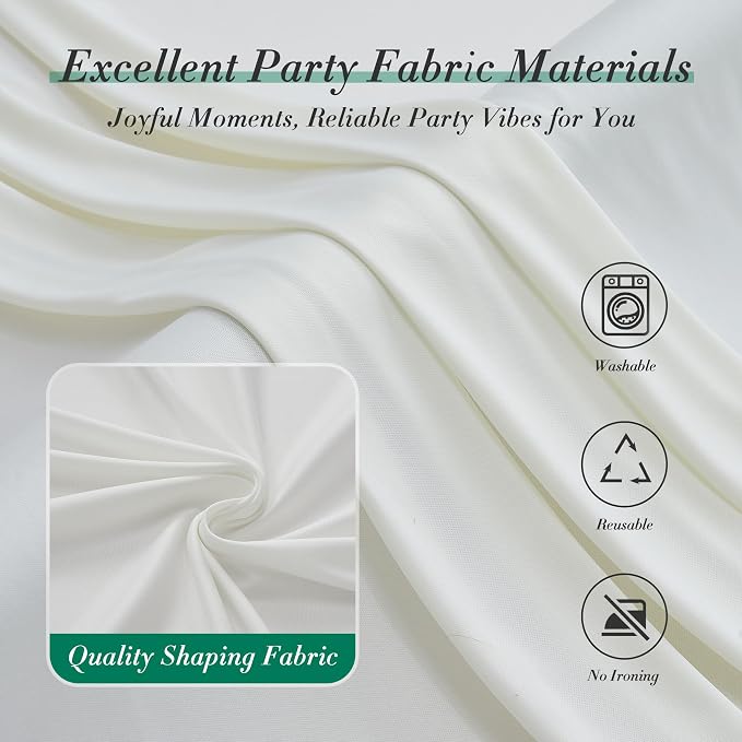 30 ft x 10 ft Wrinkle Free Ivory Backdrop Curtain for Wedding Parties, Polyester Ivory Photo Backdrop Drapes 6 Panels 5x10ft for Baby Shower Photoshoot Engagement Birthday Party Photography Background - Image 5