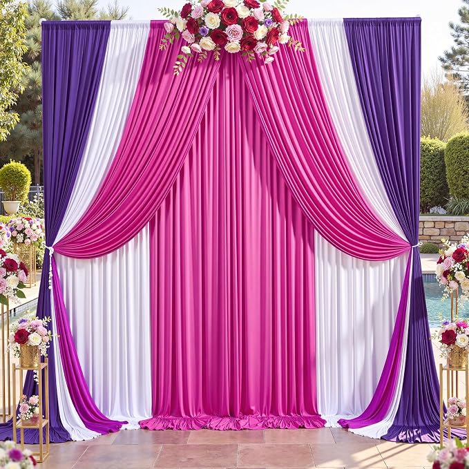 50x12 ft Deep Purple Backdrop Curtains for Weddings, Birthdays and Photos | 10 Panels 5x12 ft, Wrinkle-Free Polyester Drapes, Washable, Ironable, 4 in Rod Pocket for Baby Showers Photography Background - Image 5