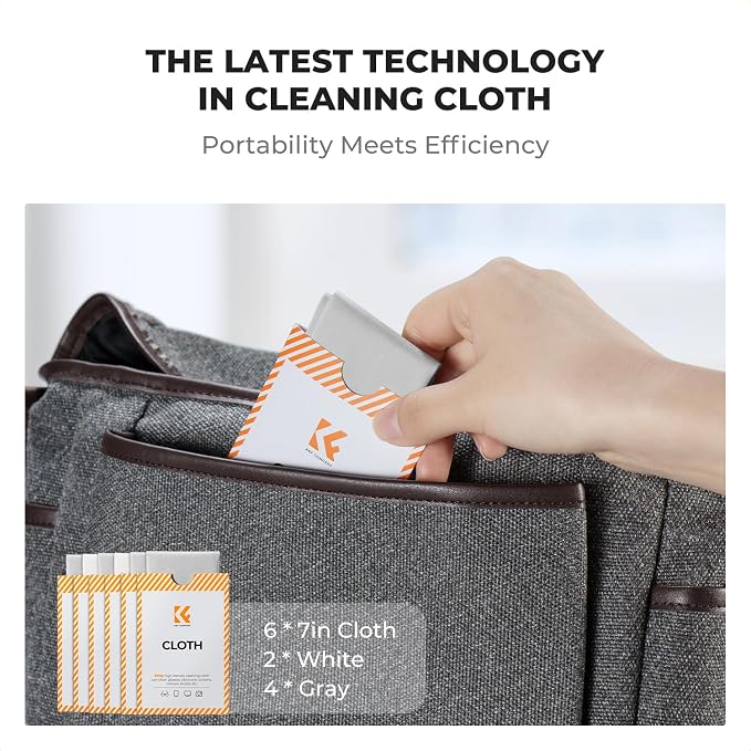 K&F CONCEPT Microfiber Lens Cleaning ClothX12,Glasses Cleaning,High Density | Individually Packaged,Percision Cleaning,Washable And Reusable,for Eyeglasses,Camera Lens,Screen Cleaning,White & Grey,MC01 - Image 6