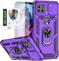 for Moto One 5G Ace Case Moto G 5G(2020) Case,with Nano Explosion-Proof Film[2 Pack], Military Grade Shockproof with Kickstand Protective Case for Motorola Moto One 5G Ace,Purple by AYMECL