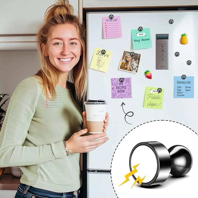 FINDMAG 42 Pack Refrigerator Magnets, Magnets for Fridge, Whiteboard, Black | Strong Fridge Magnets for Pictures, Kitchen, Office, Locker, Accessories Decorative, Easy to Move, Reusable Design - Image 4