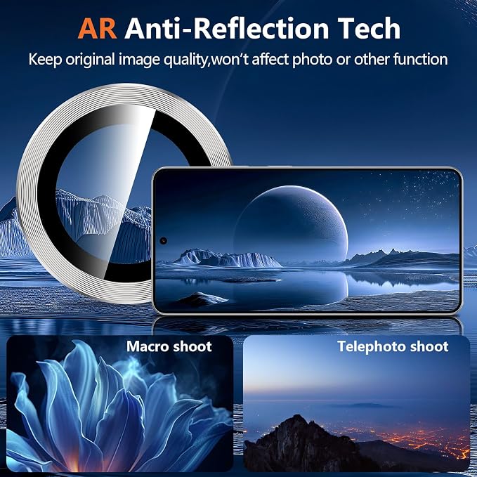 for Samsung Galaxy S26 Ultra Camera Lens Protector, Individual Metal Ring Tempered Glass Lens Cover, [Strong Adsorption] Scratch Resistant Ultra-Thin HD Clear Lens Cover, 1 Set-Gray - Image 3