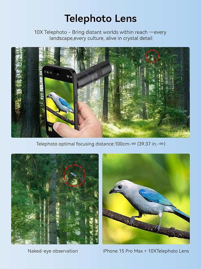MIAO LAB 10X Telephoto + 200mm Macro Lens for iPhone 15 Pro Max, 2-in-1 Telephoto & Macro with 17mm Thread Interface & Dedicated Case – Perfect for Concerts, Travel, and Outdoor Exploration - Image 3