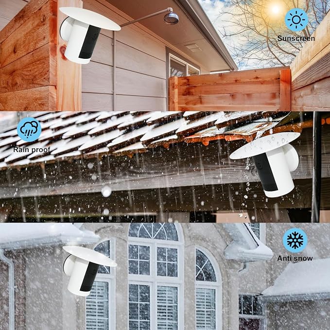 Sun Rain Shade Camera Cover Compatible with Ring Outdoor Cam Plus | Camera Shield Protective Case for Resistant UV, Easy to Install (White) - Image 3