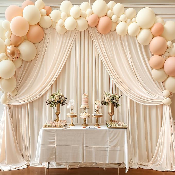 Deep Champagne Backdrop Curtain 4 Panels-Wrinkle-Free Curtains Polyester Photography Drapes for Baby Shower Birthday Party Photo Background Backdrop Stand- 16 X10FT (Champagne) - Image 2