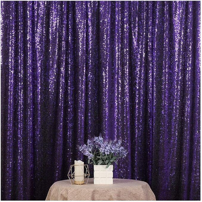 Poise3EHome Purple Sequin Backdrop, 6Ft x 8Ft Glitter Photography Background Curtains for Halloween Party Wedding Birthday Decoration by Poise3EHome