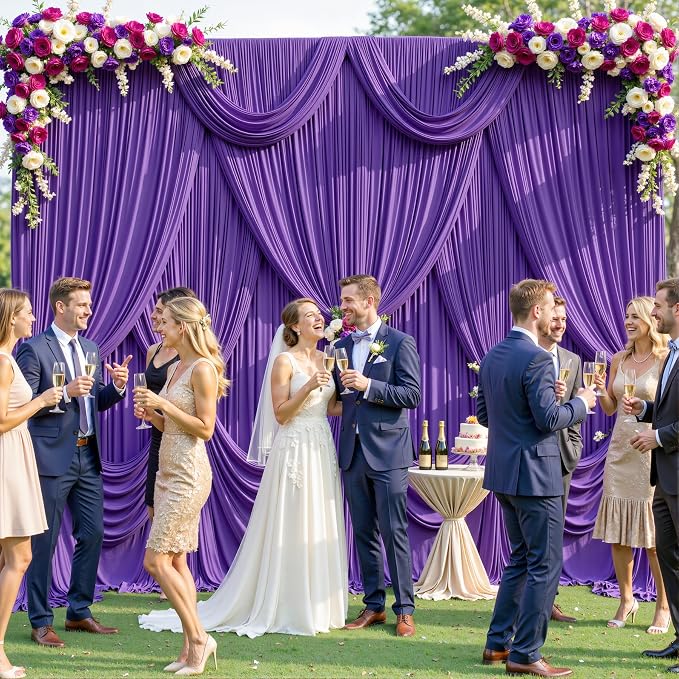 10x10 Purple Backdrop Curtain for Parties Wedding Wrinkle Free Purple Photo Curtains Backdrop Drapes Fabric Decoration for Birthday Party Photography 5ft x 10ft,2 Panels - Image 3