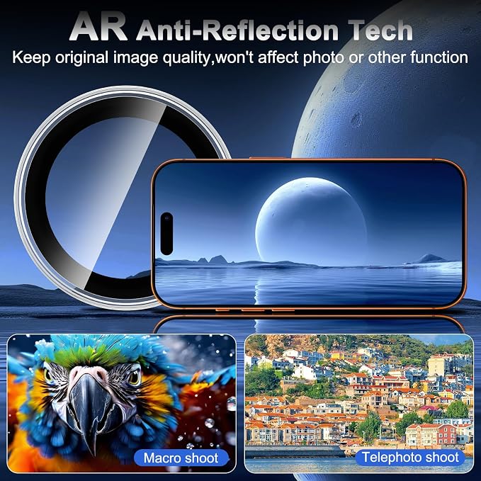 Meshine for iPhone 17 Pro/17 Pro Max Camera Lens Protector,Scratch Proof,Strong Adsorption,9H Hardness with Metal Ring Camera Cover,Ultra Thin Case Friendly, Accessories Lens Protector,Clear - Image 4