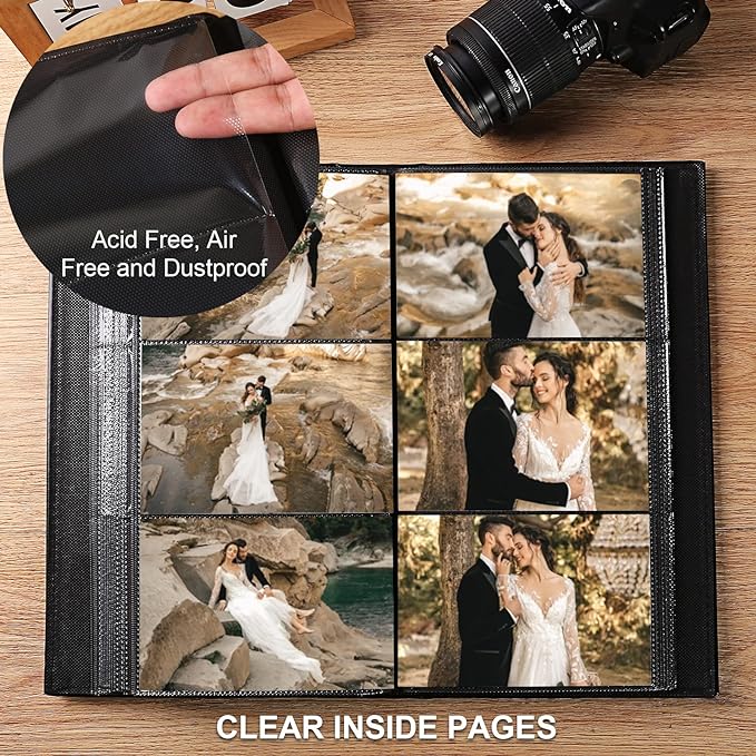 Vienrose Photo Album 4x6 Holds 300 Photos, PU Leather Cover Picture Book with 300 Horizontal Pockets, Slip-in Photo Album for Wedding, Baby Memories, Family, Acid-Free Photo Storage Gift, Blue - Image 4