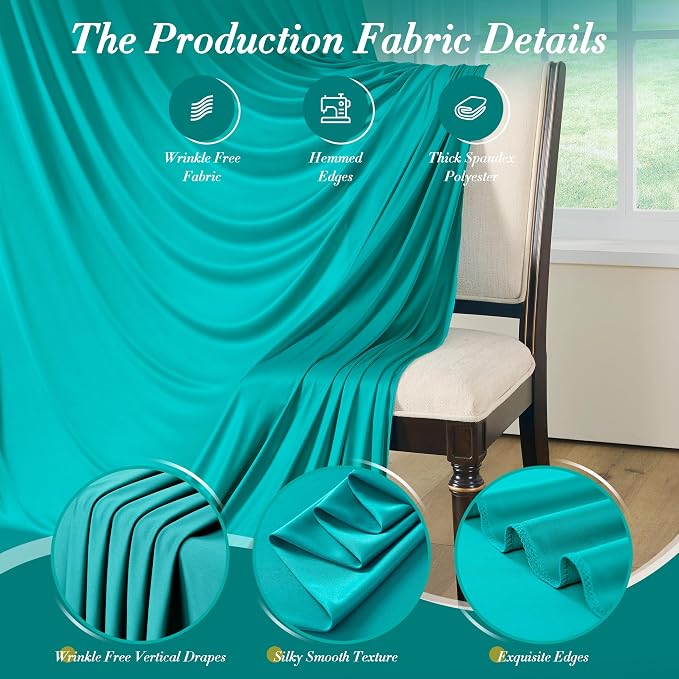 10 ft x 20 ft Wrinkle Free Turquoise Backdrop Curtain for Parties, Thick Polyester Teal Photo Backdrop Drapes,4 Panels 5ft x 10ft for Baby Shower Wedding Engagement Birthday Mermaid Party - Image 4