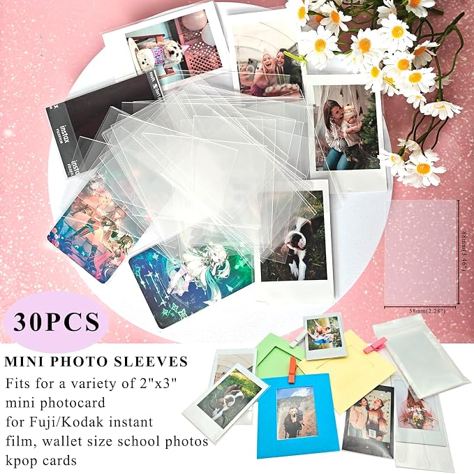 30pcs Paper Picture Frames for Instax Mini Film 2x3 Wall Hanging Kit | 2x3" Photos Wall Ornament Frames with Clips/String/DIY Stickers/Photo Protectors, for Fujifilm Mini/Polaroid/Kodak/Lomo/Kpop - Image 4