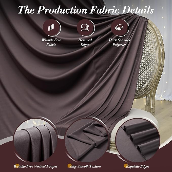 20 ft x 10 ft Wrinkle Free Brown Backdrop Curtain for Parties, Wedding Brown Photo Backdrop Drapes, Fabric 4 Panels 5ft x 10ft for Baby Shower Photoshoot Engagement Birthday Photography Background - Image 6