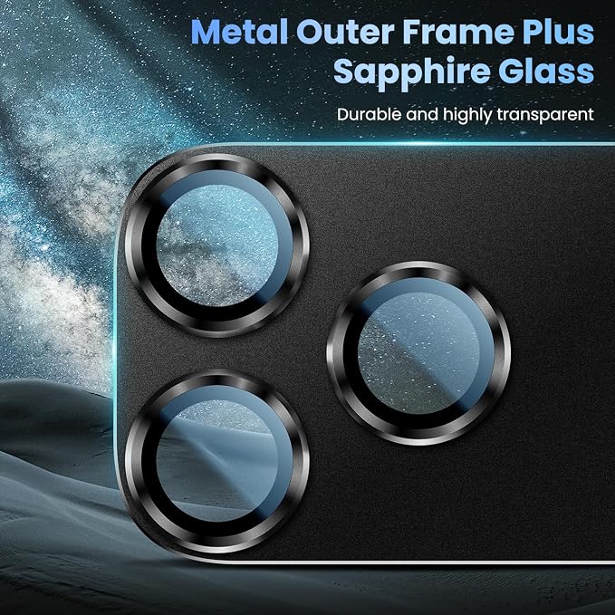 Uyiton for iPhone 17 Pro Camera Lens Protector, Metal Frame Glass Cover | Not Easy to Break, Strong Adsorption, Case-Friendly, Metal 9H Sapphire Glass Rear Camera Screen Cover, Black Titanium - Image 5