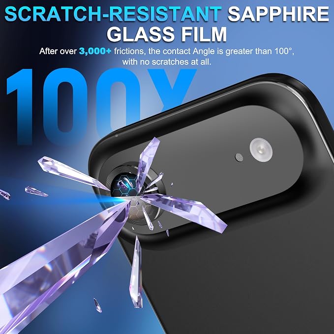 Suoman 2-Pack for iPhone 17 Air Camera Lens Protector, [CD Lines] [Strong-Adhesion] Metal Texture Style Tempered Glass Camera Lens Cover [with Auto Alignment Tool Kit] -Black - Image 4