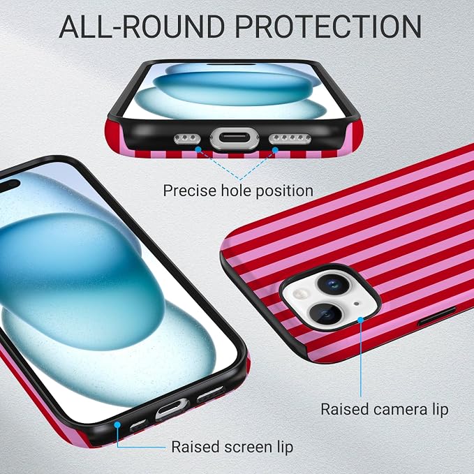 TPU Phone Case for iPhone 13, MagSafe Wireless Charging Compatible, Shockproof Slim Fit Protective Cover with Anti-Yellowing & Raised Camera Protection (Stripes 4, iPhone 13) - Image 3