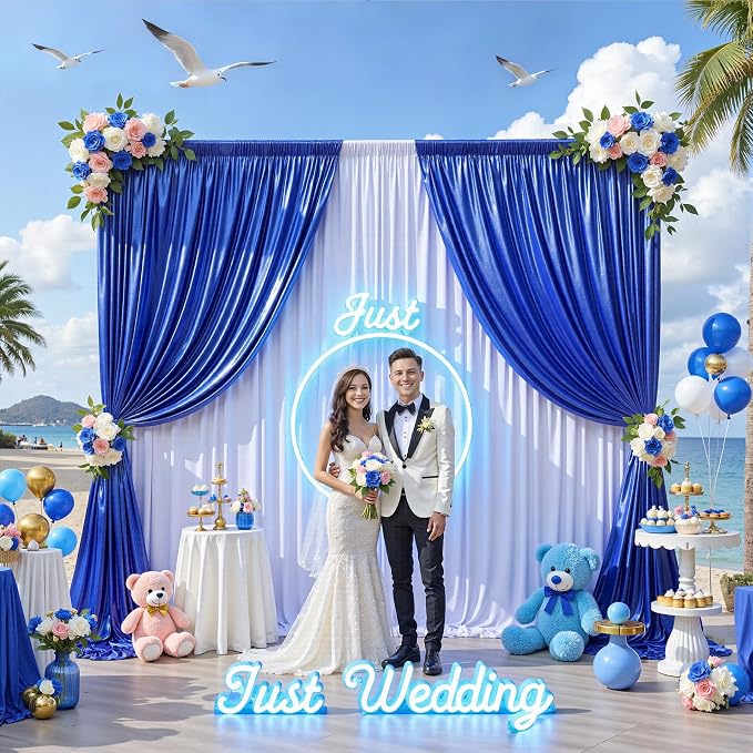 10x10FT Royal Blue Sequin Backdrop Curtain for Party - 2 Panels 5x10FT Wrinkle-Free Shimmer Drapes for Birthday, Wedding, Christmas, Decorations & Photography - Image 8