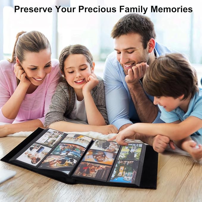 RECUTMS Photo Albums 4x6 Pictures, 600 Pockets Large Capacity Picture Album | Acid-Free Black Pages, Leather Cover, Dual Horizontal/Vertical Pockets, Custom Photo Cover, Perfect for Wedding, Family&Trave - Image 8